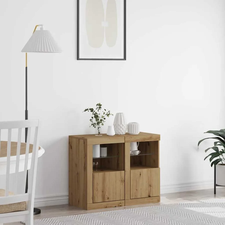 Buffet LED 2 pc 41 x 37 x 67 cm Bois d'ingénierie