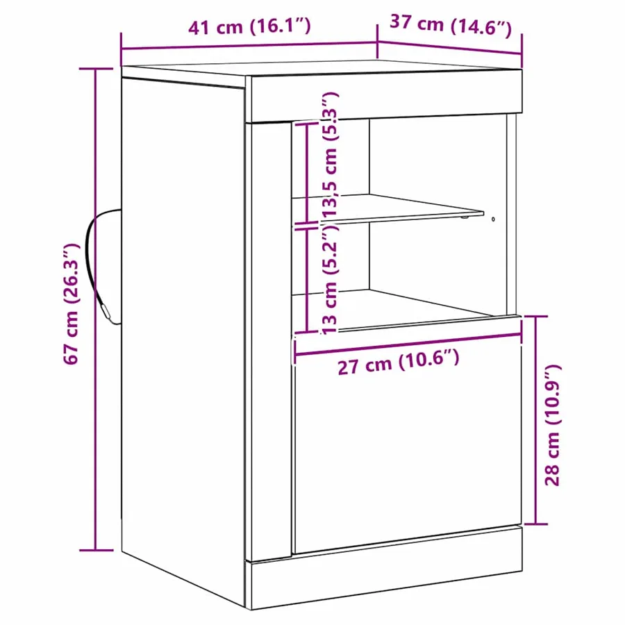 Buffet LED 2 pc 41 x 37 x 67 cm Bois d'ingénierie - 16