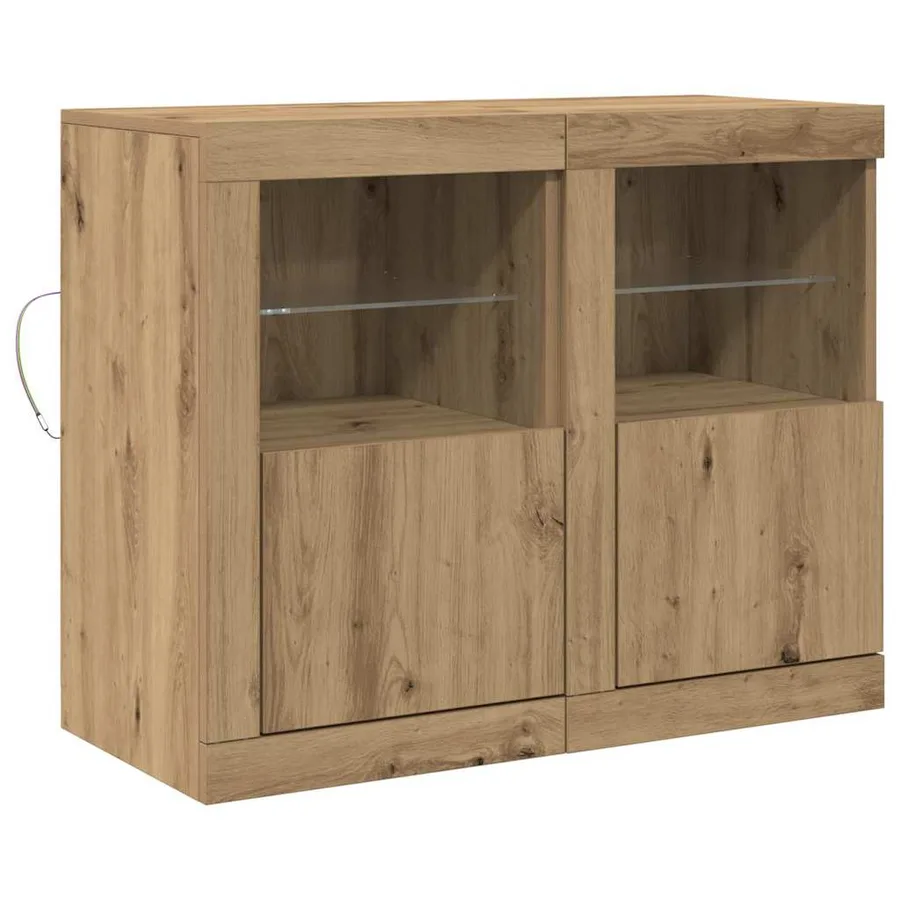 Buffet LED 2 pc 41 x 37 x 67 cm Bois d'ingénierie - 2