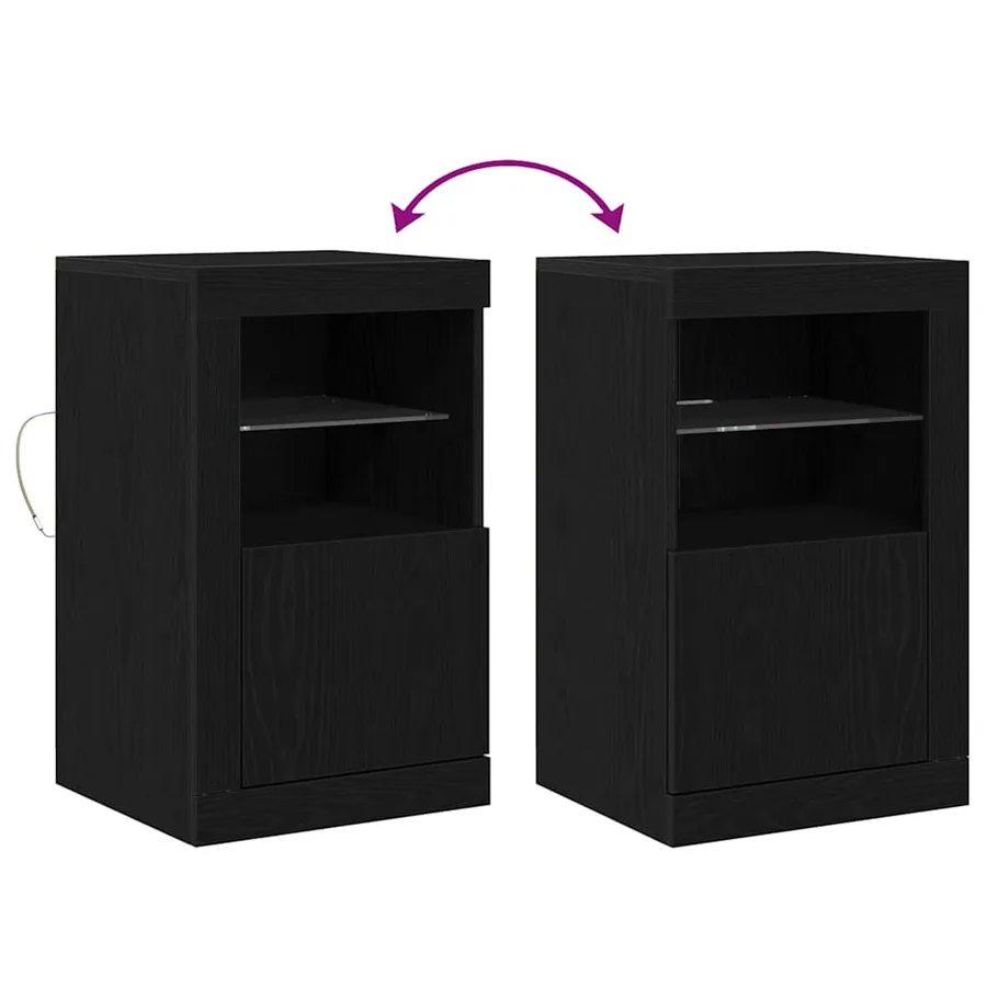 Buffet LED 2 pcs Chêne noir 41 x 37 x 67 cm Bois d'ingénierie - 13