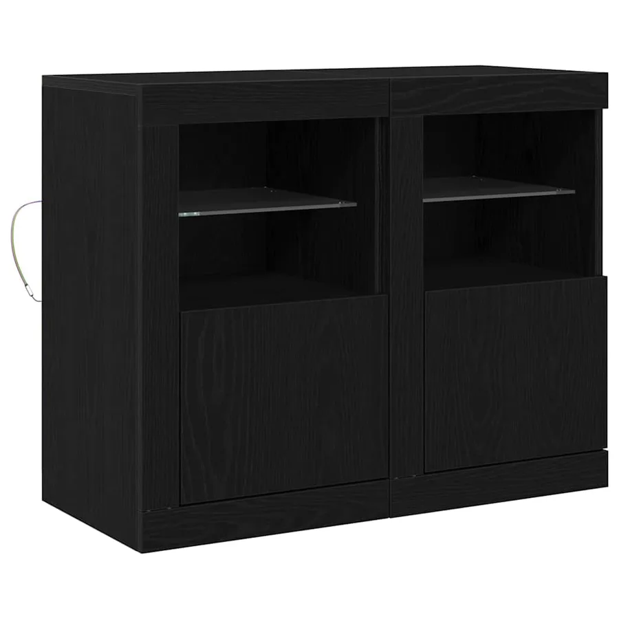Buffet LED 2 pcs Chêne noir 41 x 37 x 67 cm Bois d'ingénierie - 2