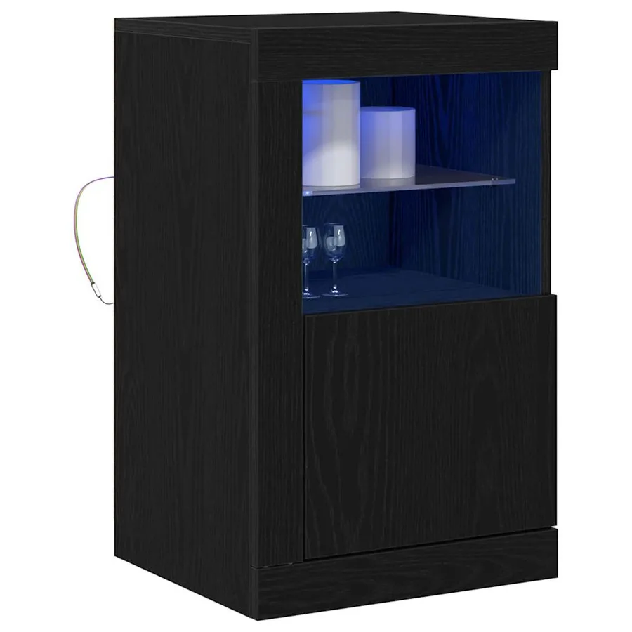 Buffet LED 2 pcs Chêne noir 41 x 37 x 67 cm Bois d'ingénierie - 3