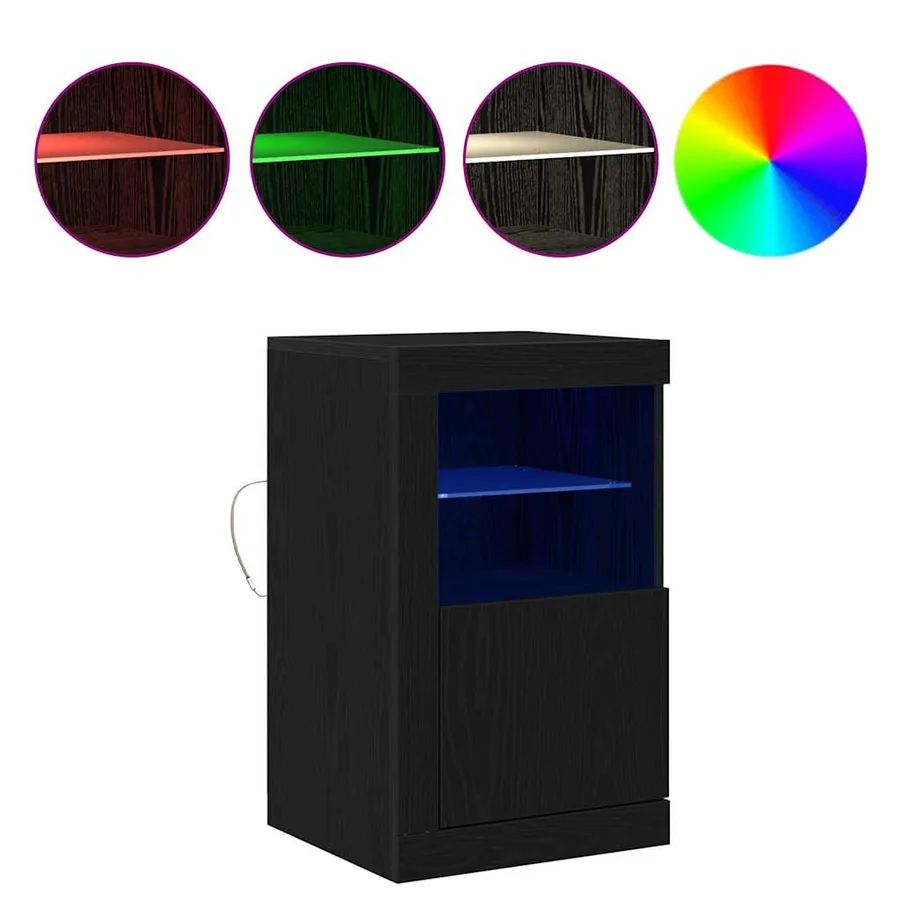 Buffet LED 2 pcs Chêne noir 41 x 37 x 67 cm Bois d'ingénierie - 4