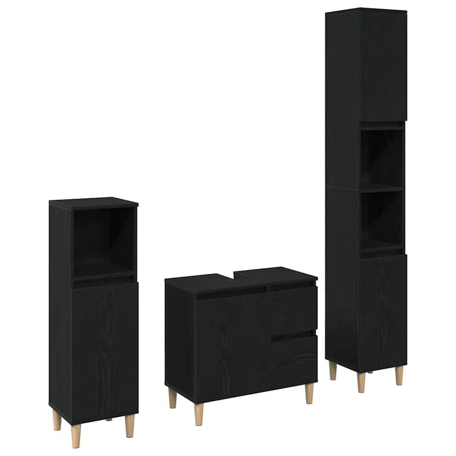 Ensemble de mobilier de salle de bain 3 pcs Chêne noir - 2