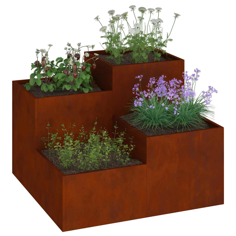 Cache-pot de jardin Rouillé 100 x 100 x 60 cm Acier patiné - 3