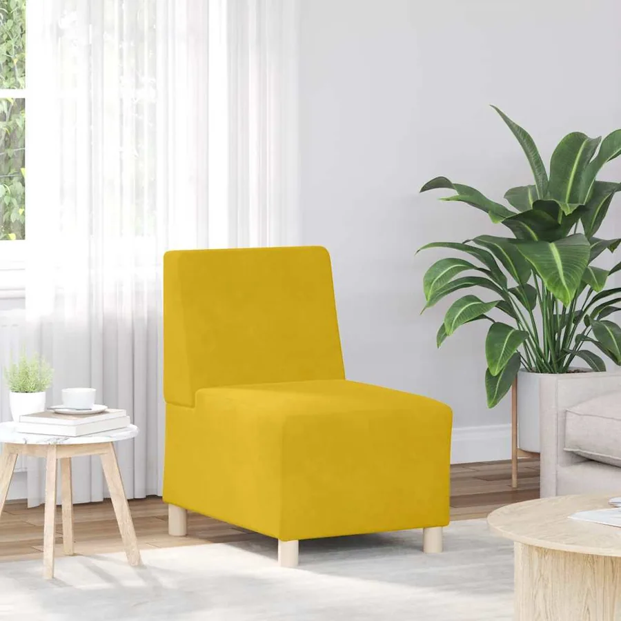 Canapé modulaire sans accoudoirs Jaune 55 cm Velours