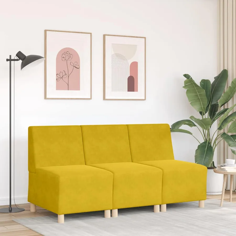 Canapé modulaire sans accoudoirs Jaune 55 cm Velours - 3