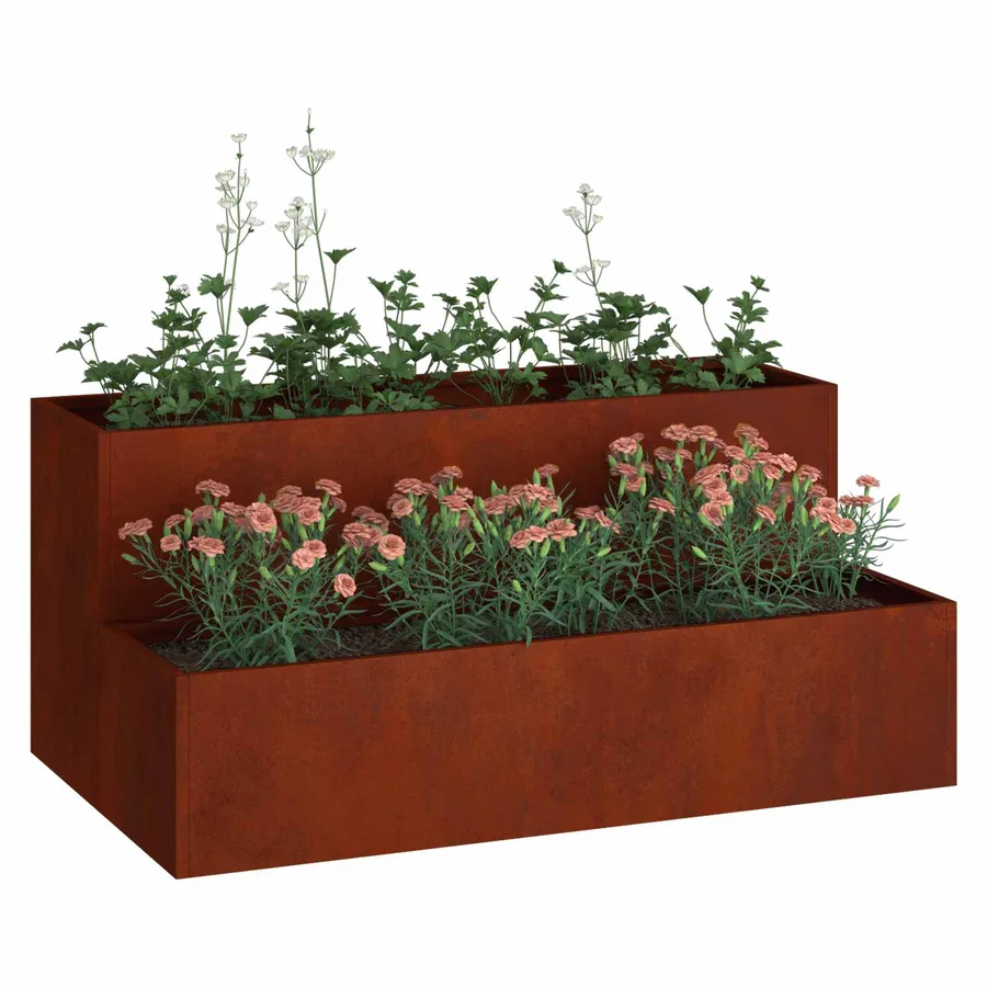 Cache-pot de jardin Rouillé 100 x 60 x 45 cm Acier patiné - 3