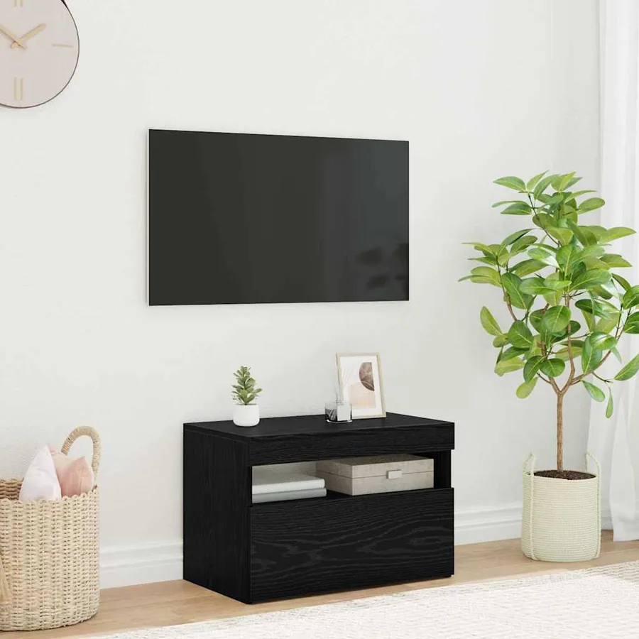 Meuble TV avec LED Chêne noir 60 x 35 x 40 cm Bois d'ingénierie