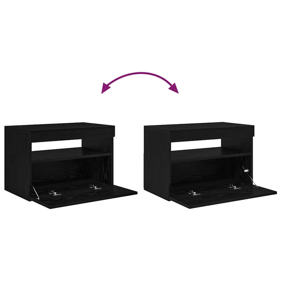 Meuble TV avec LED Chêne noir 60 x 35 x 40 cm Bois d'ingénierie - 17