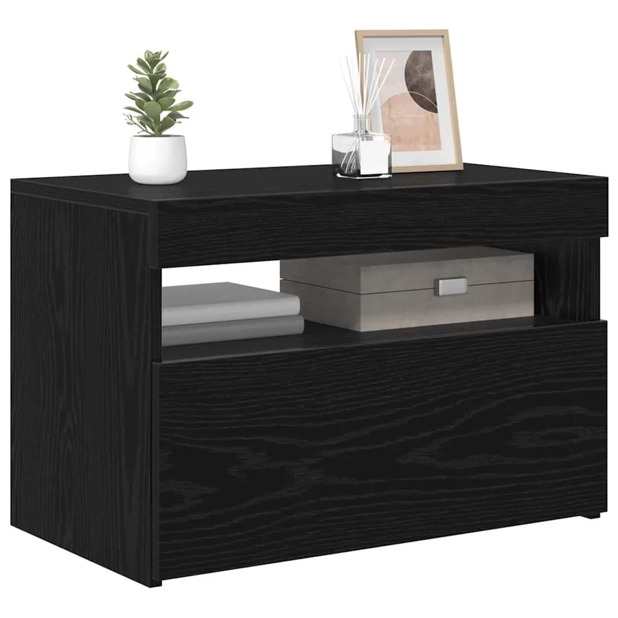 Meuble TV avec LED Chêne noir 60 x 35 x 40 cm Bois d'ingénierie - 3