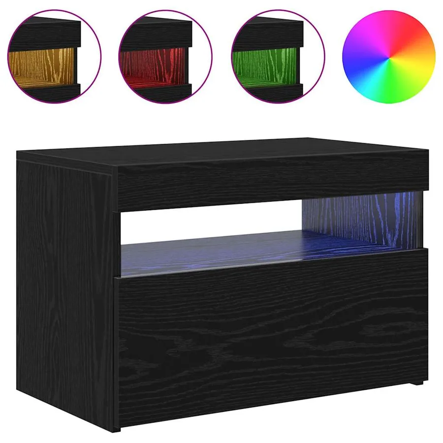 Meuble TV avec LED Chêne noir 60 x 35 x 40 cm Bois d'ingénierie - 4