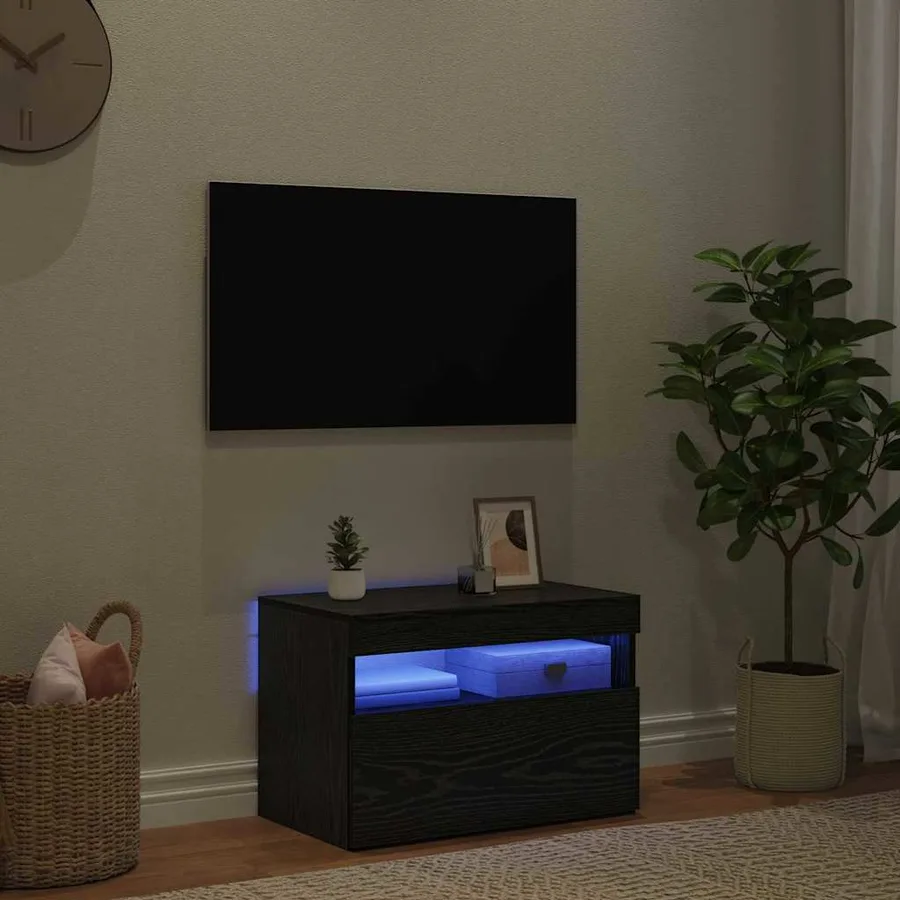 Meuble TV avec LED Chêne noir 60 x 35 x 40 cm Bois d'ingénierie - 5