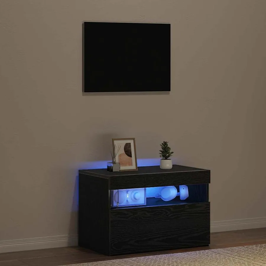 Meuble TV avec LED Chêne noir 60 x 35 x 40 cm Bois d'ingénierie - 7