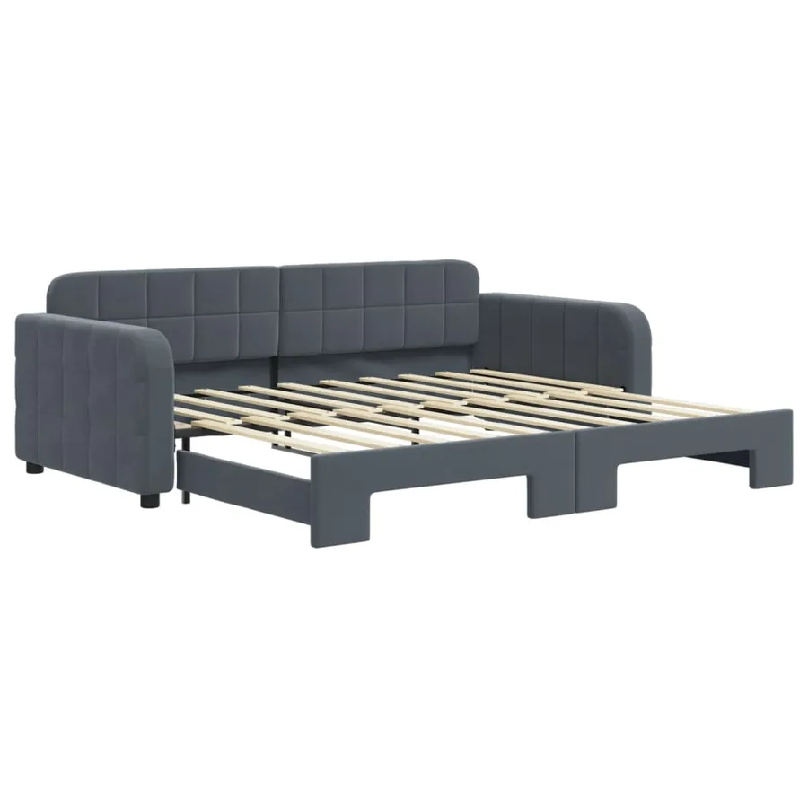 Lit de jour avec gigogne sans matelas gris foncé 90x190 cm - 2