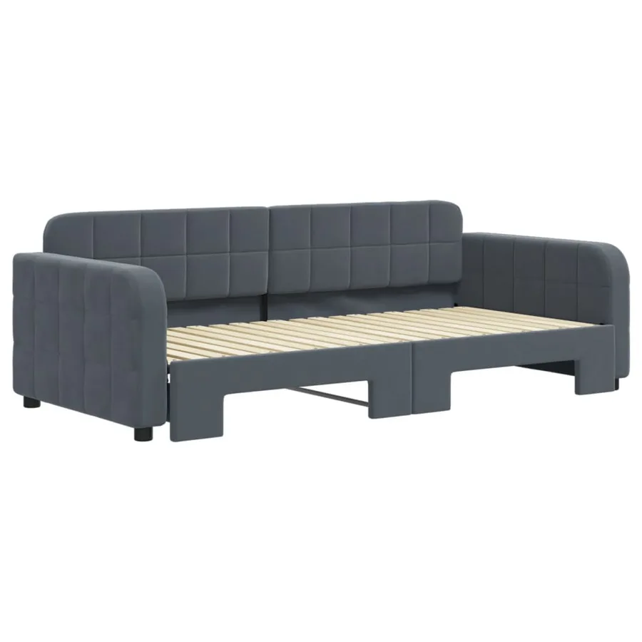 Lit de jour avec gigogne sans matelas gris foncé 90x190 cm - 3