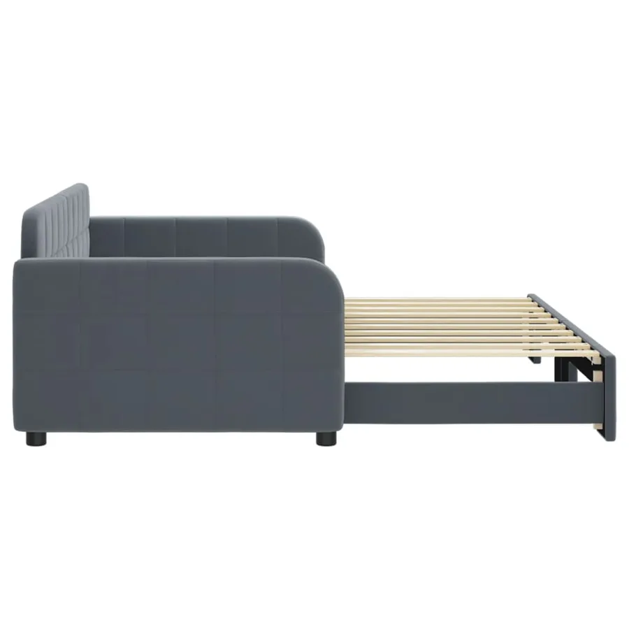 Lit de jour avec gigogne sans matelas gris foncé 90x190 cm - 4
