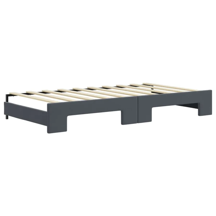 Lit de jour avec gigogne sans matelas gris foncé 90x190 cm - 8