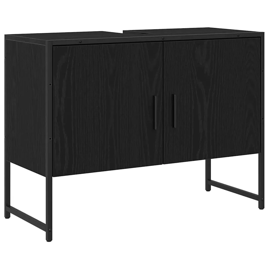 Ensemble de mobilier de salle de bain Montage mural 2 pcs Noir - 5