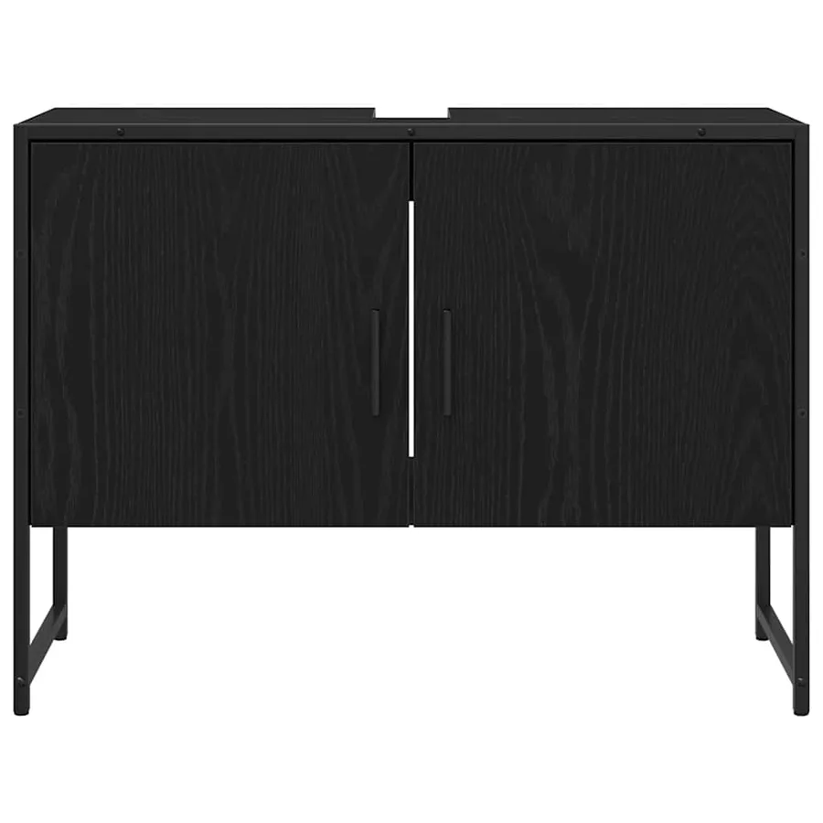 Ensemble de mobilier de salle de bain Montage mural 2 pcs Noir - 7
