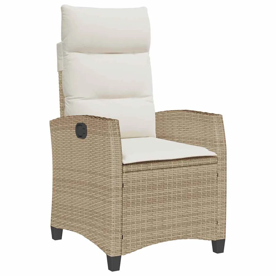Chaise de jardin inclinable et table d'appoint beige polyrotin - 2