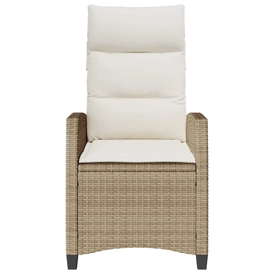Chaise de jardin inclinable et table d'appoint beige polyrotin - 5