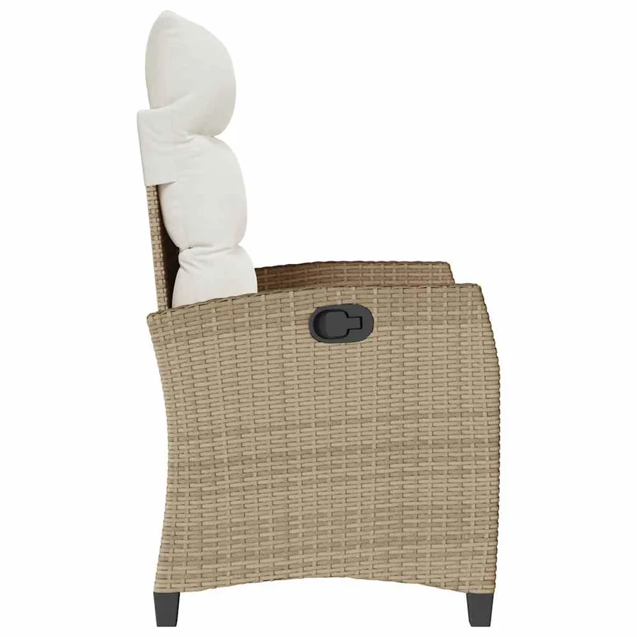 Chaise de jardin inclinable et table d'appoint beige polyrotin - 6