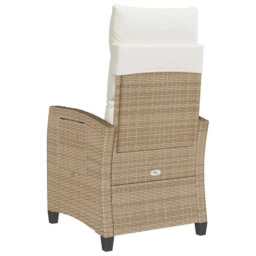 Chaise de jardin inclinable et table d'appoint beige polyrotin - 7