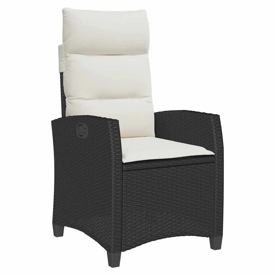 Chaise de jardin inclinable avec table d'appoint noir polyrotin - 2