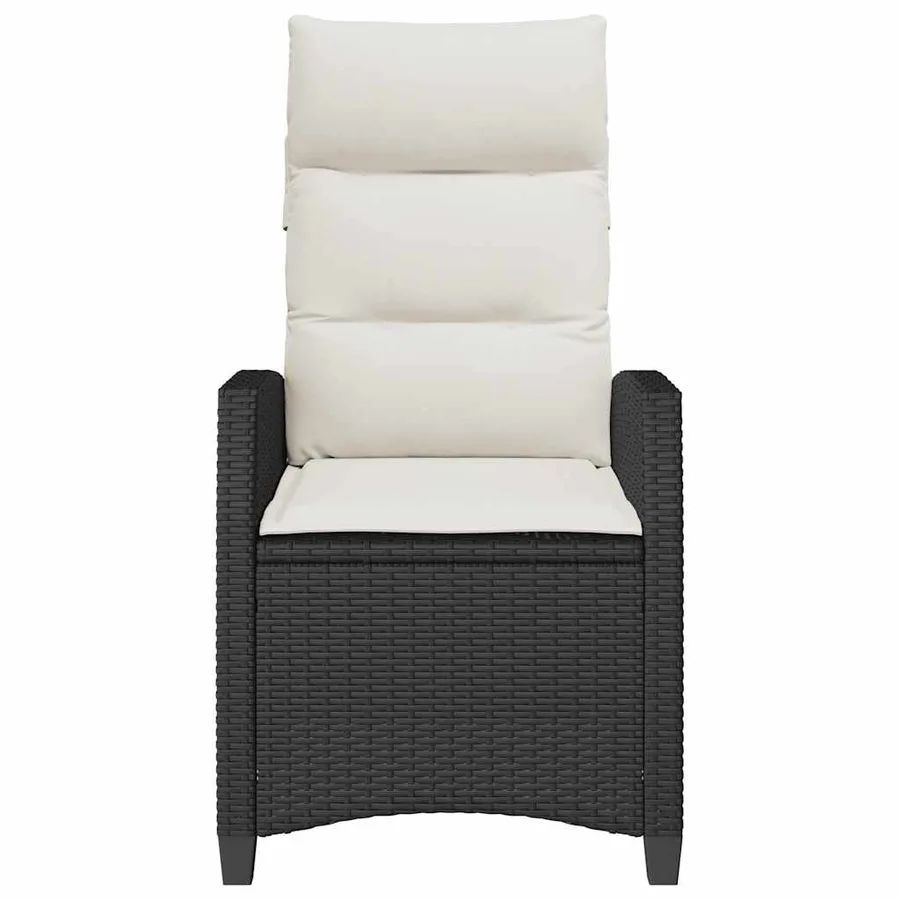 Chaise de jardin inclinable avec table d'appoint noir polyrotin - 5