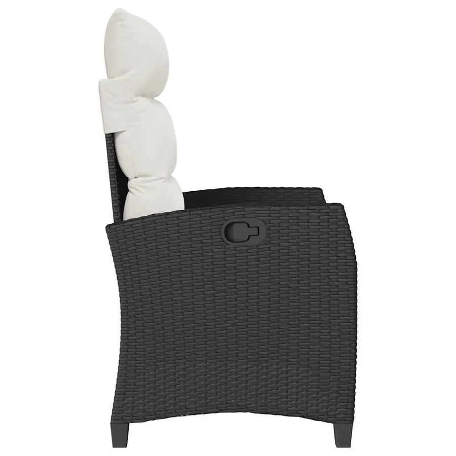 Chaise de jardin inclinable avec table d'appoint noir polyrotin - 6