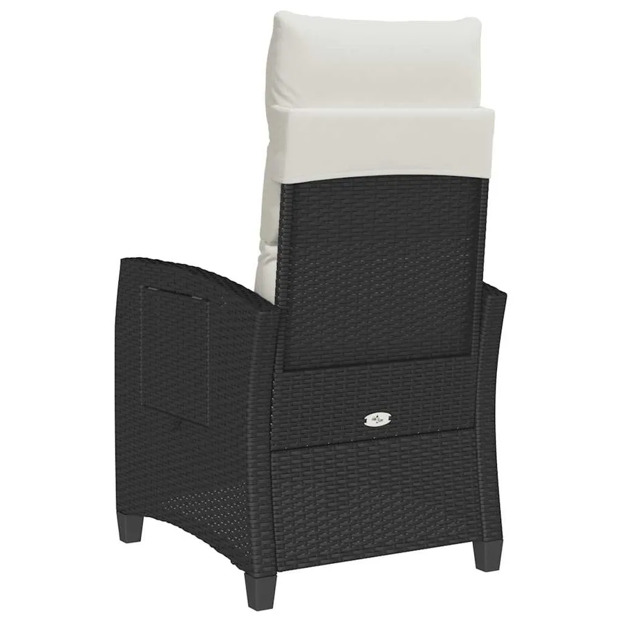 Chaise de jardin inclinable avec table d'appoint noir polyrotin - 7