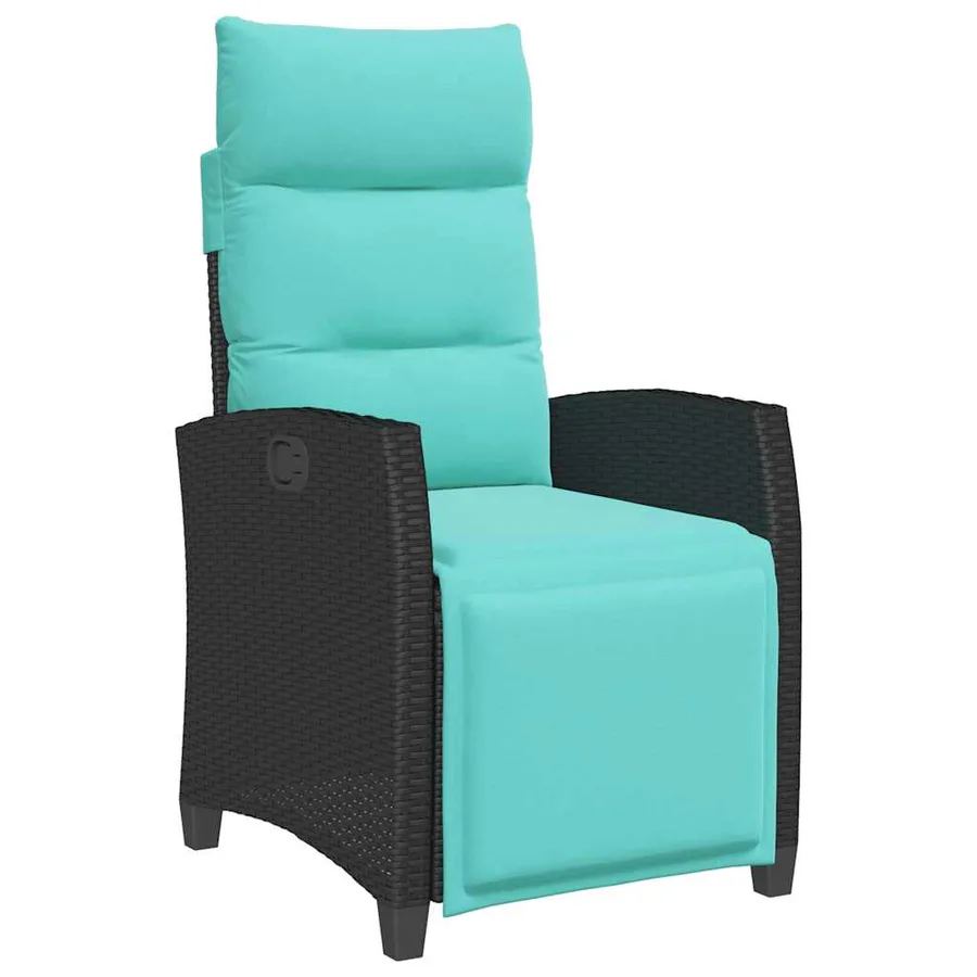 Chaise de jardin inclinable avec table d'appoint noir polyrotin - 2