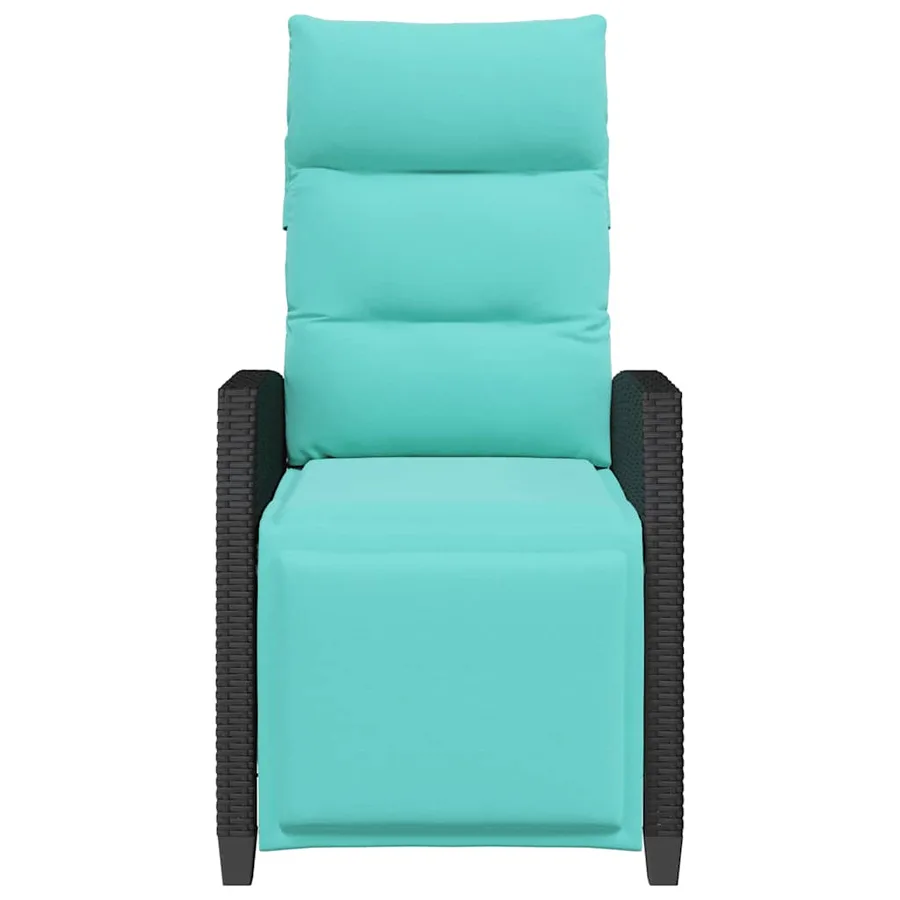 Chaise de jardin inclinable avec table d'appoint noir polyrotin - 4