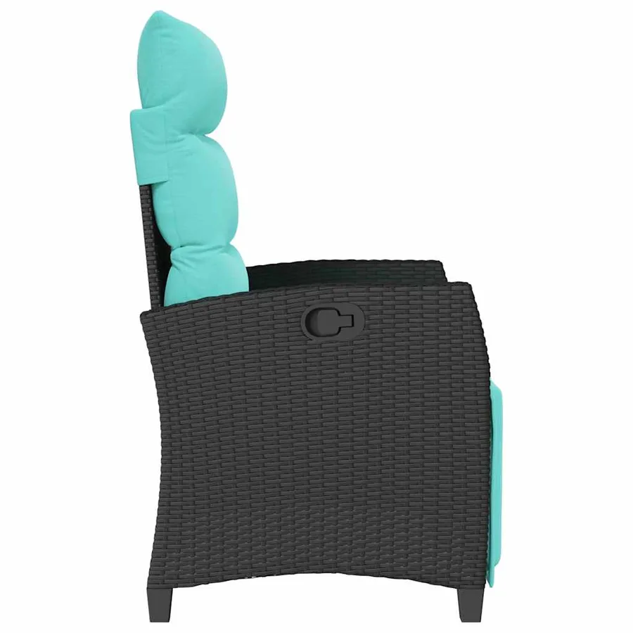 Chaise de jardin inclinable avec table d'appoint noir polyrotin - 5