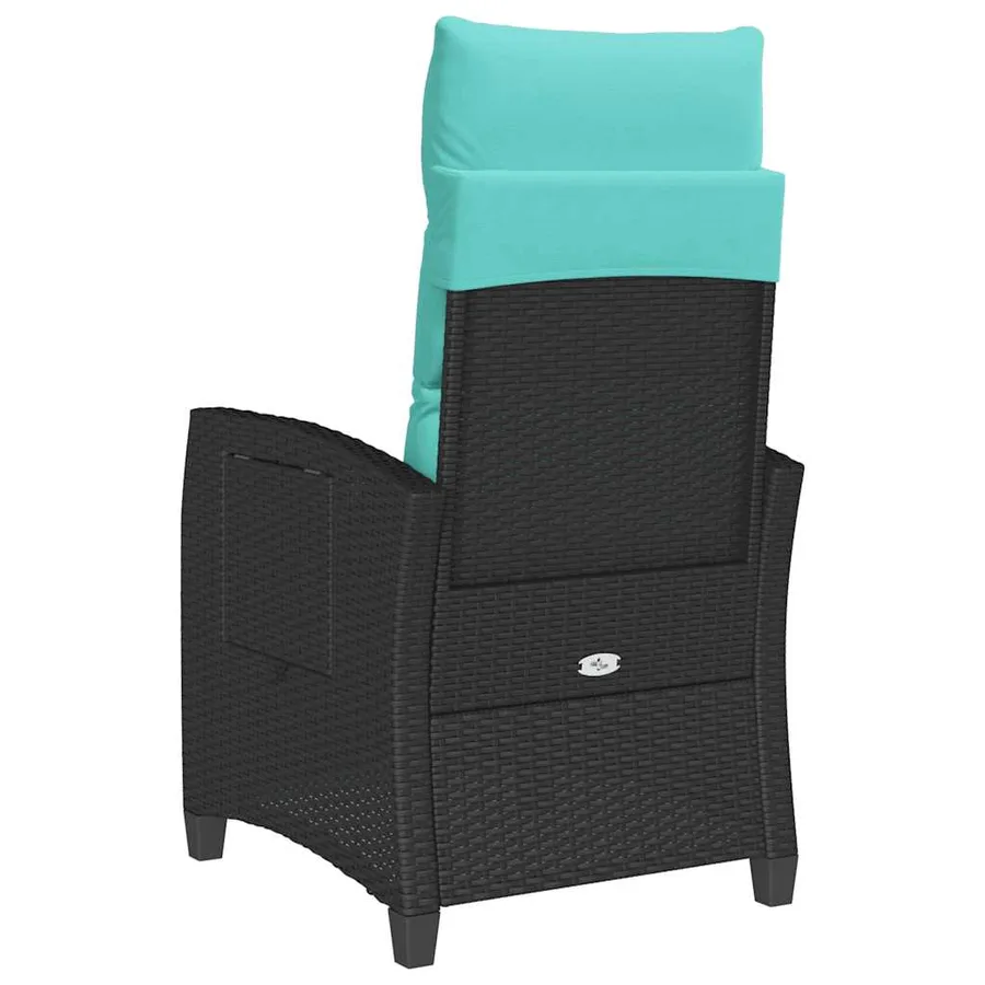 Chaise de jardin inclinable avec table d'appoint noir polyrotin - 6