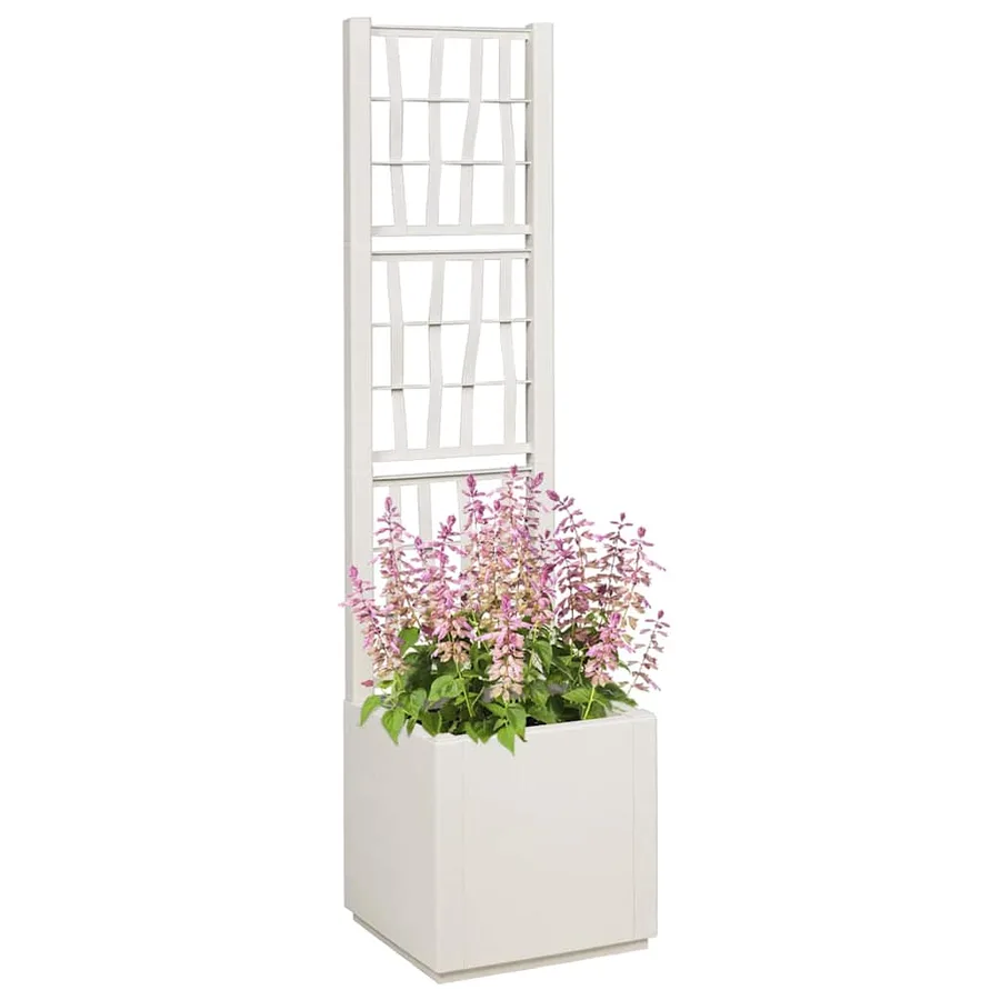 Bac à fleurs avec Treillis Blanc 36 x 36 x 140 cm PP - 2