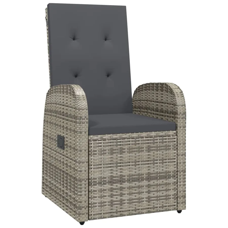 Ensemble à manger de jardin et coussins 7 pcs gris rotin - 5
