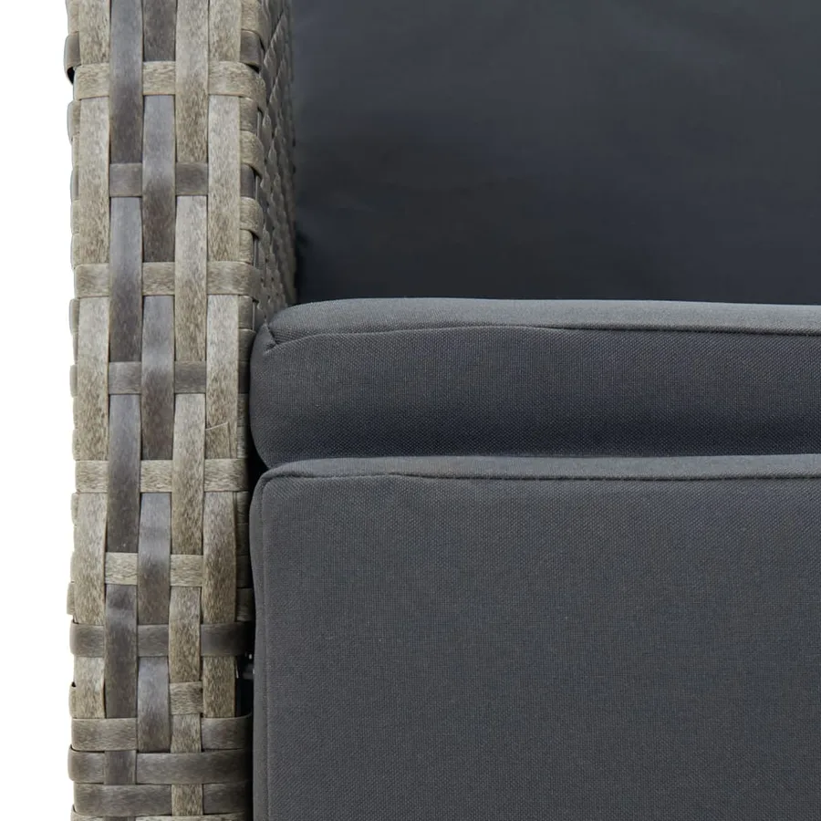 Ensemble à manger de jardin et coussins 7 pcs gris rotin - 9