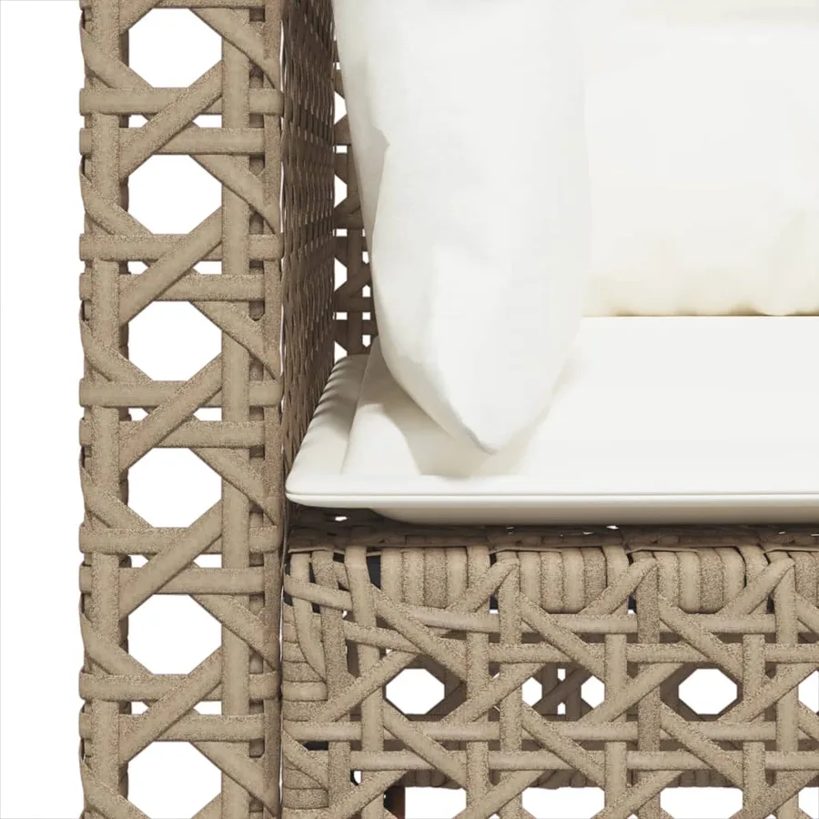 Canapé de jardin avec coussins 3 places beige résine tressée - 7