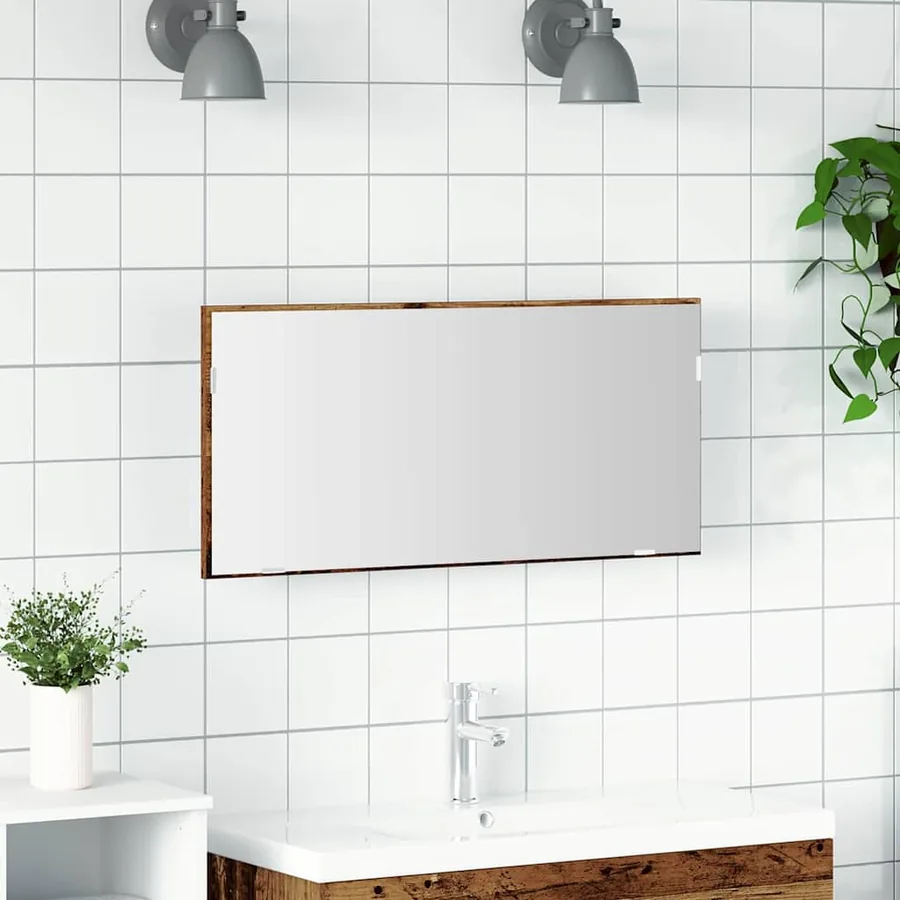 Miroir Bois ancien 80 x 37 cm Verre et Bois Ingénierie