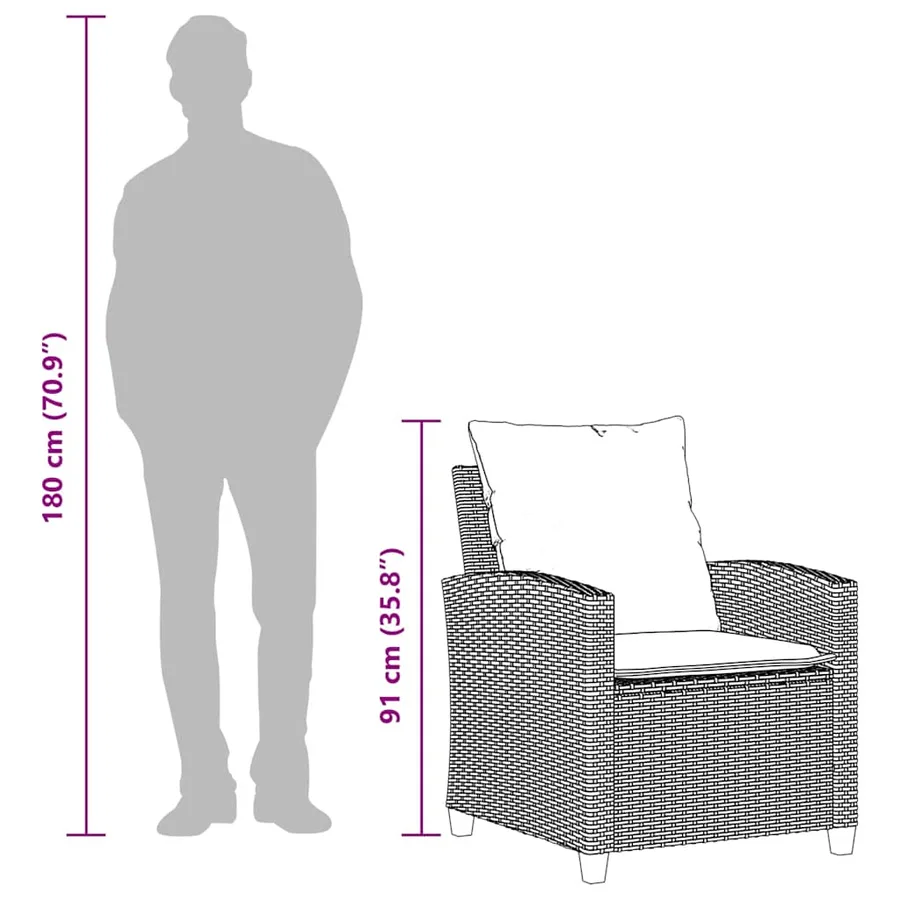 Ensemble de canapé de jardin 4 pcs avec coussins noir résine tressée - 11