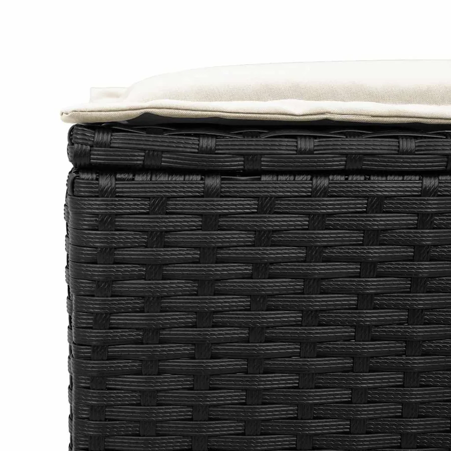 Ensemble de canapé de jardin 4 pcs avec coussins noir résine tressée - 9