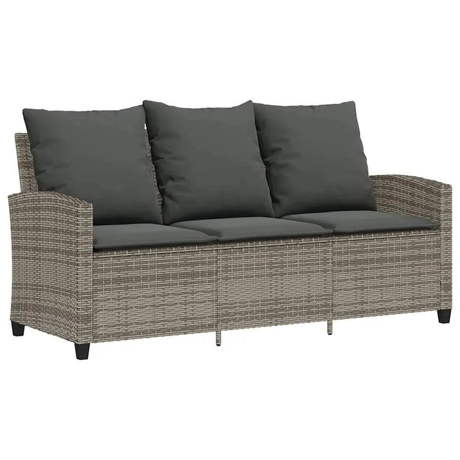 Ensemble de canapé de jardin 6 pcs avec coussins gris résine tressée - 5