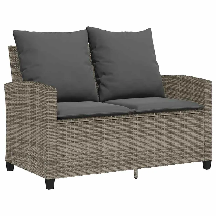 Ensemble de canapé de jardin 6 pcs avec coussins gris résine tressée - 5