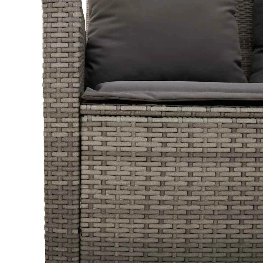 Ensemble de canapé de jardin 6 pcs avec coussins gris résine tressée - 9