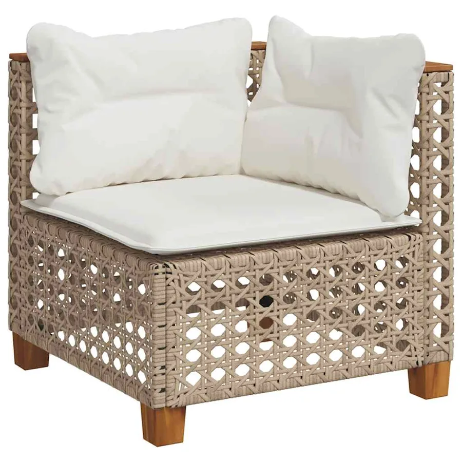 Salon de jardin avec coussins 9 pcs beige résine tressée - 3