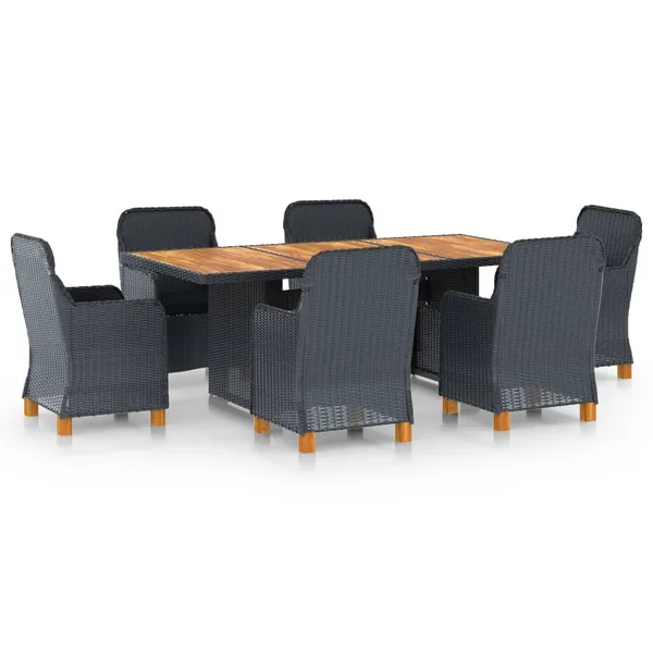 Ensemble à manger d'extérieur 7pcs et coussins résine tressée