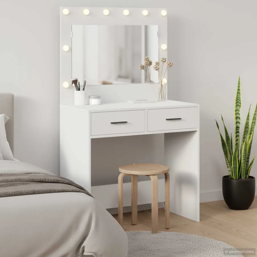 Table de Toilette Blanc 78,5 x 41 x 135 cm Bois d'ingénierie