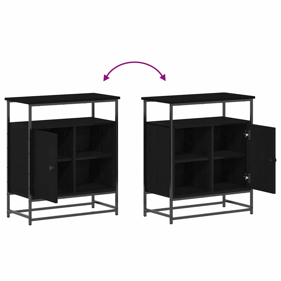Buffet Chêne noir 69 x 35 x 80 cm Bois d'ingénierie - 11